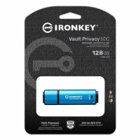 Kingston IronKey 128GB USB-C Vault Privacy 50C AES-256 verschlüsselter - FIPS 197 - 128 GB - USB Typ-C - 3.2 Gen 1 (3.1 Gen 1) - 250 MB/s - Kappe - Schwarz - Blau