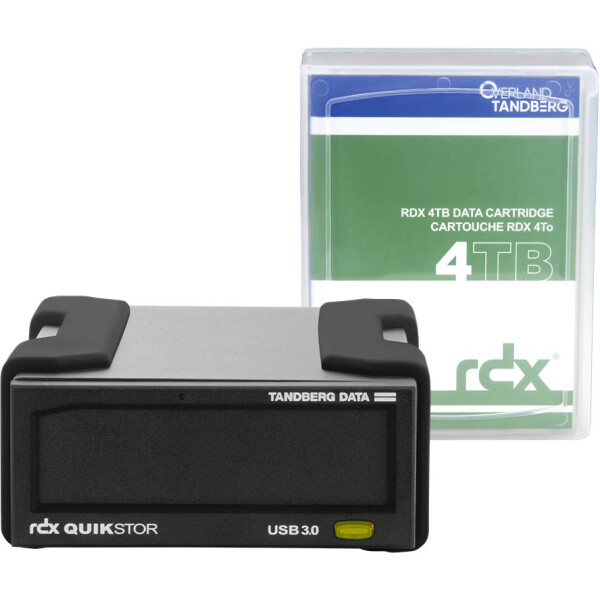 Overland-Tandberg RDX Laufwerkskit mit 4TB Kassette - extern - schwarz - USB3+ - Speicherlaufwerk - RDX-Kartusche - USB 3.2 Gen 1 (3.1 Gen 1) - HDD - UL 60950 - CSA C22.2 No. 60950 - IEC 60950/ EN60950 FCC 47CFR - part 15 - class B - CISPR22 - class B,...