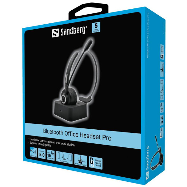 SANDBERG Bluetooth Office Headset Pro - Kopfhörer - Kopfband - Büro/Callcenter - Schwarz - Monophon - Kabellos