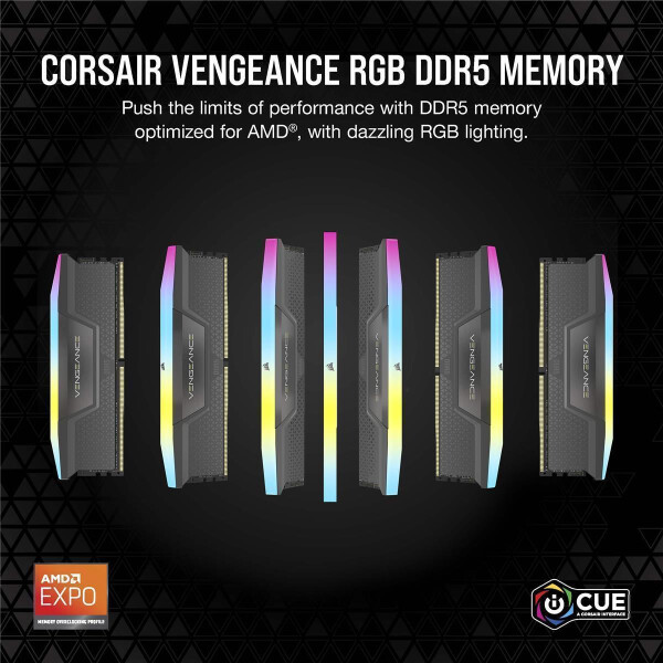 Corsair VENGEANCE RGB DDR5 6000MT/s 32GB (2x16GB) Grey - AMD EXPO - 32 GB