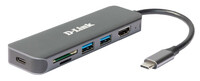D-Link DUB-2327 - Kabelgebunden - USB Typ-C - 60 W - Grau - MicroSD (TransFlash) - SD - SDHC - SDXC - 5 Gbit/s