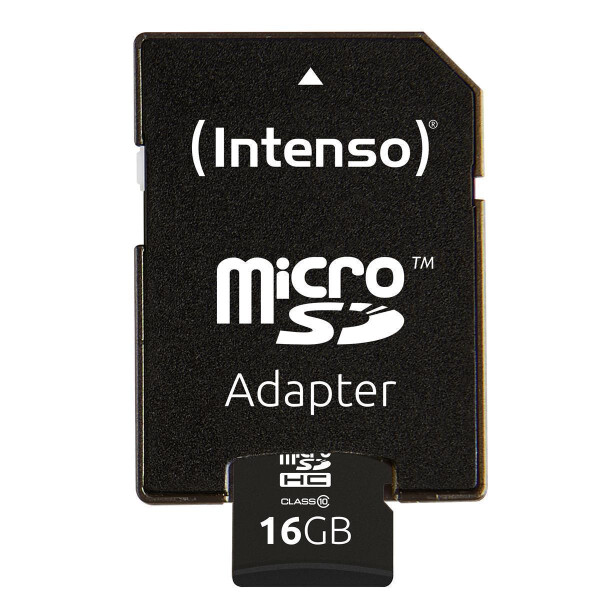 Intenso 16GB MicroSDHC - 16 GB - MicroSDHC - Klasse 10 - 25 MB/s - Schockresistent - Temperaturbeständig - Wasserfest - Röntgensicher - Schwarz