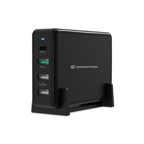 Conceptronic OZUL 4-Port 65W USB-PD Desktop-Ladegerät - Drinnen - AC - 5 V - Schwarz
