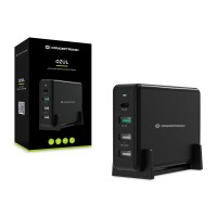 Conceptronic OZUL 4-Port 65W USB-PD Desktop-Ladegerät - Drinnen - AC - 5 V - Schwarz