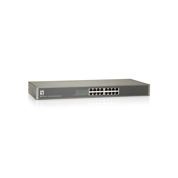 LevelOne 16-Port-Fast Ethernet-Switch - Unmanaged - Fast Ethernet (10/100) - Vollduplex - Rack-Einbau