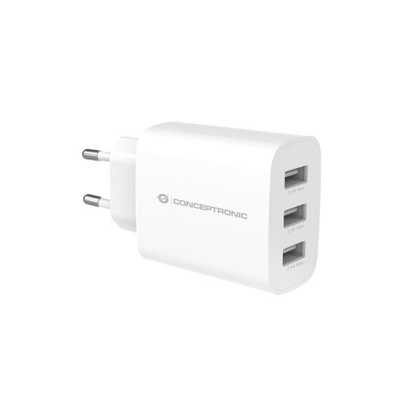 Conceptronic ALTHEA13W 3-Port 30W USB-Ladegerät - USB-A x 3 - Indoor - AC - 5 V - Weiß