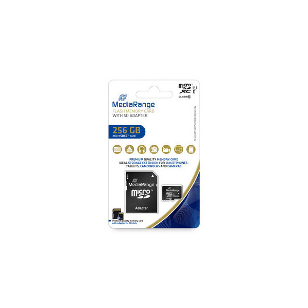 MEDIARANGE Micro SD Card 256 GB SDXC UHS-1 Class 10 inkl. Adapter 1 - Micro SD