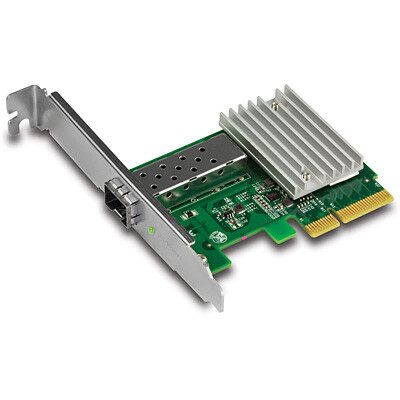 TRENDnet TEG-10GECSFP - Eingebaut - Kabelgebunden - PCI Express - Faser - 10000 Mbit/s - Grün - Silber