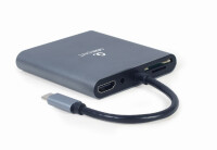 Gembird A-CM-COMBO6-01 - USB 3.2 Gen 1 (3.1 Gen 1) Type-C - 60 W - Grau - MicroSD (TransFlash) - SD - 3.5mm - HDMI - USB 3.2 Gen 1 (3.1 Gen 1) Type-A - USB Typ-C - VGA - Metall