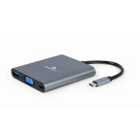 Gembird A-CM-COMBO6-01 - USB 3.2 Gen 1 (3.1 Gen 1) Type-C - 60 W - Grau - MicroSD (TransFlash) - SD - 3.5mm - HDMI - USB 3.2 Gen 1 (3.1 Gen 1) Type-A - USB Typ-C - VGA - Metall