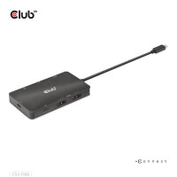 Club 3D USB Gen2 Type-C to Dual DisplayPort 4k60Hz 7-in-1 HUB - USB 3.2 Gen 2 (3.1 Gen 2) Type-C - 100 W - 1.4/2.2 - 10,100,1000 Mbit/s - Schwarz - 4K Ultra HD