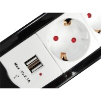 Equip 4fach Verteiler mit Schalter und 2fach USB-Lader - Mehrfachsteckdose Schuko - 1,5 m - Drinnen - Typ F - Type F (CEE 7/4) - 1,5 mm² - Kunststoff