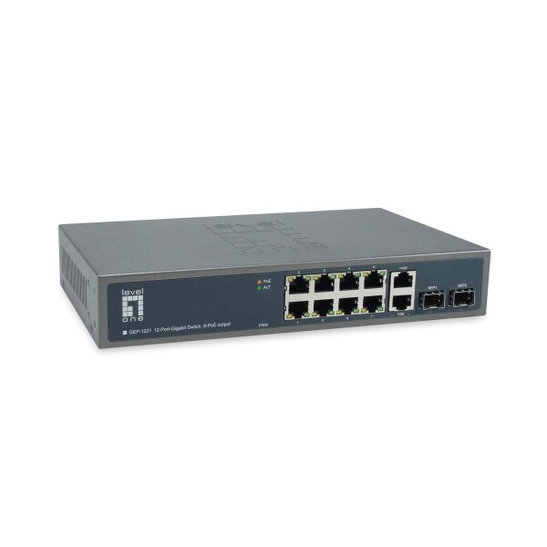 LevelOne GEP-1221 - Switch - unmanaged - 8 x/1000 PoE++ 2 SFP+ 2 - Switch - Kupferdraht