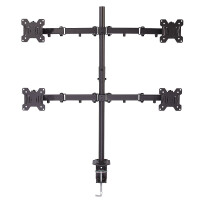 Lindy Quad Display Bracket w/ Pole & Desk Clamp - Tischhalterung für 4 Monitore (einstellbarer Arm) - Stahl