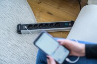 Brennenstuhl 1391030610 - 3 m - Indoor - Abgewinkelt - IP20 - Schwarz - Silber - 6 AC-Ausgänge