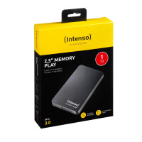 Intenso 2.5" Memory Play USB 3.0 1TB - 1 TB - 2.5" - 3.2 Gen 1 (3.1 Gen 1) - 5400 RPM - Schwarz