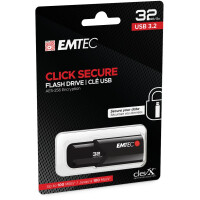 EMTEC B120 Click Secure - 32 GB - USB Typ-A - 3.2 Gen 2 (3.1 Gen 2) - Dia - Schwarz