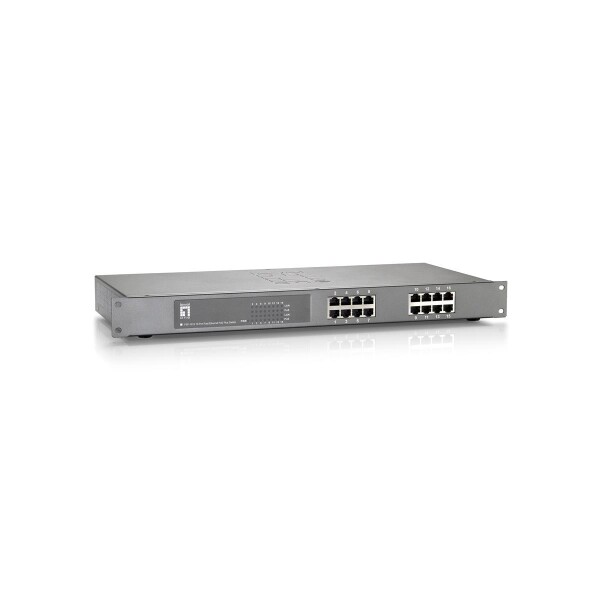LevelOne 16-Port-Fast Ethernet-PoE-Switch - 480W - 802.3at PoE+ - Unmanaged - Fast Ethernet (10/100) - Vollduplex - Power over Ethernet (PoE) - Rack-Einbau
