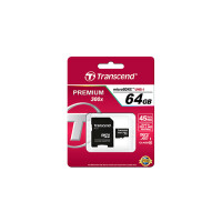 Transcend Premium - Flash-Speicherkarte (microSDHC/SD-Adapter inbegriffen) - 64 GB