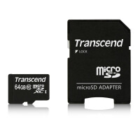 Transcend Premium - Flash-Speicherkarte (microSDHC/SD-Adapter inbegriffen) - 64 GB