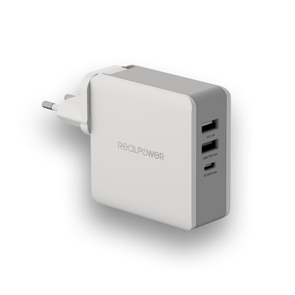 RealPower DeskCharge-65 Travel - Indoor - AC - 20 V - Grau