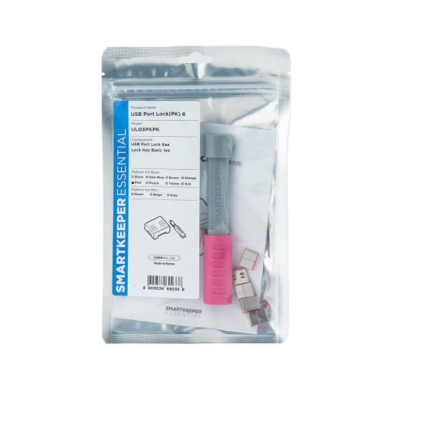 Smart Keeper Basic"USB-A Port" Blocker 6 Stk.+Key pink