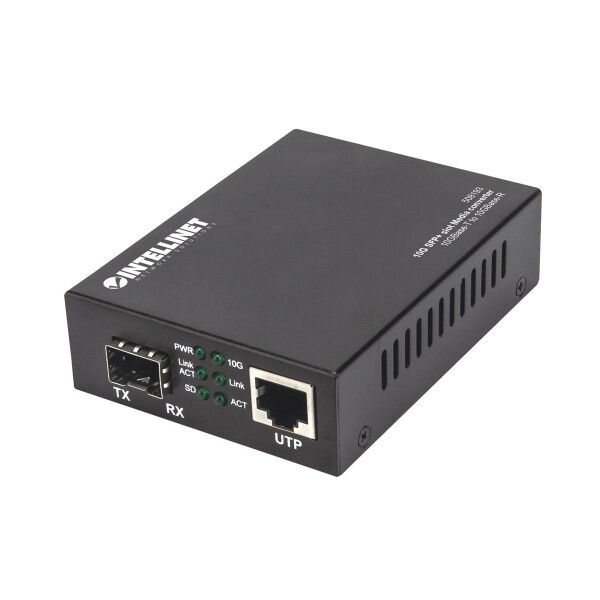 Intellinet 10GBase-T auf 10GBase-R Medienkonverter - 1 x 10 GB SFP+ Slot - 1 x 10 GB RJ45-Port - 10000 Mbit/s - IEEE 802.3u - 10 Gigabit Ethernet - 10,100,1000,1200,2500,5000,10000 Mbit/s - Voll - Halb - 100 m