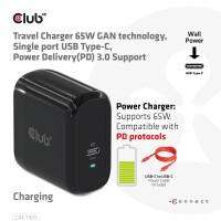 Club 3D Ladegerät 1xUSB Typ C PD 65W GaN retail