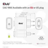 Club 3D Ladegerät 1xUSB Typ C PD 65W GaN retail