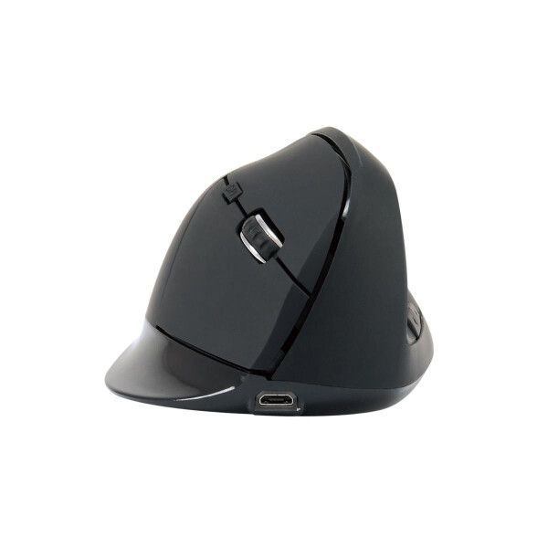 Conceptronic LORCAN ERGO Ergonomische Bluetooth-Maus mit 6 Tasten - rechts - Vertikale Ausführung - Optisch - Bluetooth - 1600 DPI - Schwarz