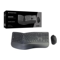 Conceptronic ORAZIO ERGO Kabelloses Set aus ergonomischer Tastatur und vertikaler Maus - spanisch - Volle Größe (100%) - Kabellos - RF Wireless - QWERTY - Schwarz - Maus enthalten