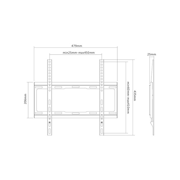 Sunne 32-55-EF - 81,3 cm (32 Zoll) - 139,7 cm (55 Zoll) - 200 x 200 mm - 400 x 400 mm - Stahl - Schwarz