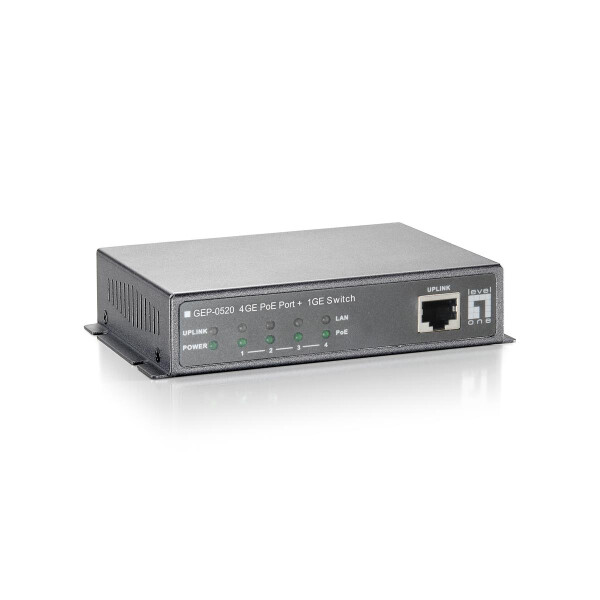 LevelOne 5-Port-Gigabit Ethernet-PoE-Switch - 61.6W - 802.3af PoE - 4 PoE-Ausgängen - Gigabit Ethernet (10/100/1000) - Power over Ethernet (PoE)