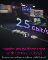 ICY BOX IB-LAN301-C3 - Kabelgebunden - USB Type-A/USB Type-C - Ethernet - 2500 Mbit/s - Anthrazit