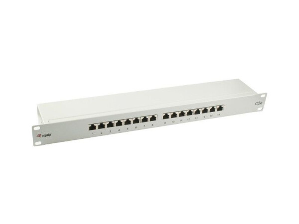 Equip 327316 16-Port Cat.5e Geschirmtes Patch Panel - Hellgrau - 10/100/1000Base-T(X) - Schnelles Ethernet - Gigabit Ethernet - RJ-45 - Gold - Cat5e - Grau