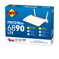 AVM FRITZ!Box 6890 LTE - Wi-Fi 5 (802.11ac) - Dual-Band (2,4 GHz/5 GHz) - Eingebauter Ethernet-Anschluss - 3G - Schwarz - Rot - Weiß - Tabletop-Router