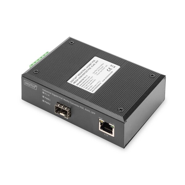 DIGITUS 10/100/1000Base-TX (PoE) zu 1000Base-FX Industrieller Medienkonverter
