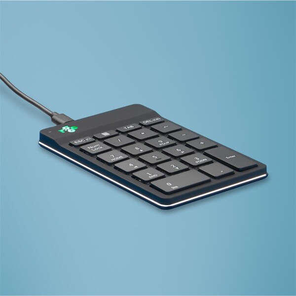 R-Go Tastatur R-Go Numpad Break - ergonomischer Ziffernblock mit Pausensoftware - kabelgebunden - schwarz - USB - Universal - 1,5 m - Schwarz
