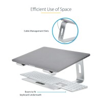 StarTech.com Schreibtisch Laptophalter - Laptophalterung/Laptop ablage/erhöhung bis 5kg Tragkraft - Notebook Ablage/Laptop Riser für Macbook Air/Pro - Dell XPS - Lenovo - Aluminium - Laptop-Ständer - Silber - Aluminium - 43,2 cm (17") - 5 kg - 223 mm