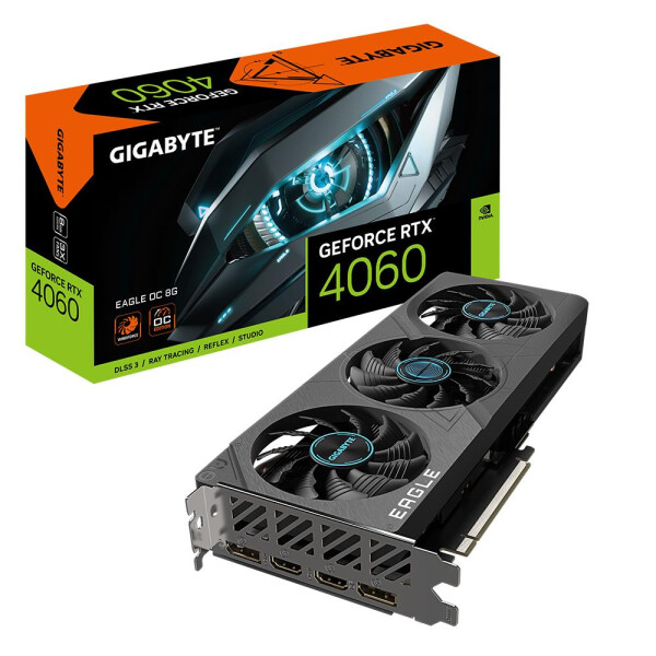 Gigabyte GeForce RTX 4060 EAGLE OC 8G - GeForce RTX 4060 - 8 GB - GDDR6 - 128 Bit - 7680 x 4320 Pixel - PCI Express 4.0