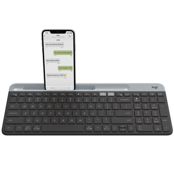 Logitech Slim Multi-Device Wireless Keyboard K580 - Volle Größe (100%) - RF Wireless + Bluetooth - Graphit