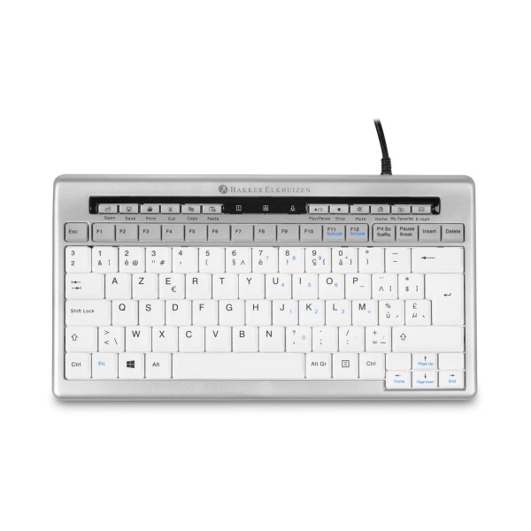 Bakker S-board 840 - Tenkeyless (80 - 87 %) - Kabelgebunden - USB - Scherenschalter - QWERTY - Hellgrau - Weiß