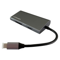 LC-Power LC-HUB-C-MULTI-5 - Kabelgebunden - USB 3.2 Gen 1 (3.1 Gen 1) Type-C - 100 W - 10,100,1000 Mbit/s - Anthrazit - Schwarz - MicroSD (TransFlash) - SD