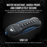 Corsair Padlock - 256 GB - USB Typ-A - 3.2 Gen 1 (3.1 Gen 1) - andere - Schwarz - Blau