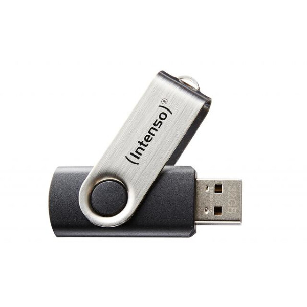 Intenso Basic Line - 64 GB - USB Typ-A - 2.0 - 28 MB/s - Drehring - Schwarz - Silber