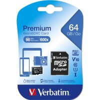 Verbatim Premium - 64 GB - MicroSDXC - Klasse 10 - 90...