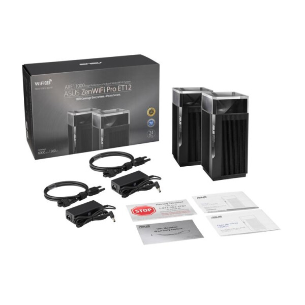 ASUS ZenWiFi Pro ET12 - Schwarz - Intern - Leistung - Status - Tri-Band (2,4 GHz/5 GHz/6 GHz) - Wi-Fi 6E (802.11ax) - 802.11a - 802.11b - 802.11g - Wi-Fi 4 (802.11n) - Wi-Fi 5 (802.11ac) - Wi-Fi 6 (802.11ax) - Wi-Fi 6E...