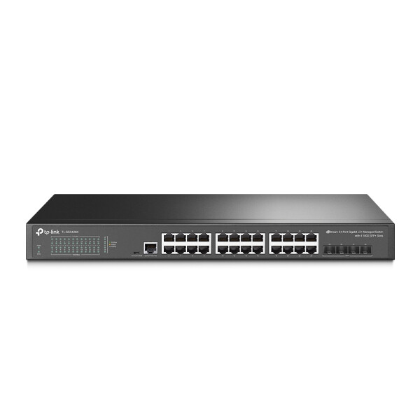 TP-LINK JetStream 24-Port Gigabit L2+ Managed Switch mit 4 10GE SFP+ Slots - Managed - L2+/L3 - Gigabit Ethernet (10/100/1000) - Rack-Einbau - 1U
