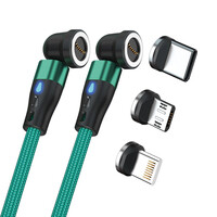 RealPower Magentic cable 1m 2x magnetisch gruen mit Adaptern