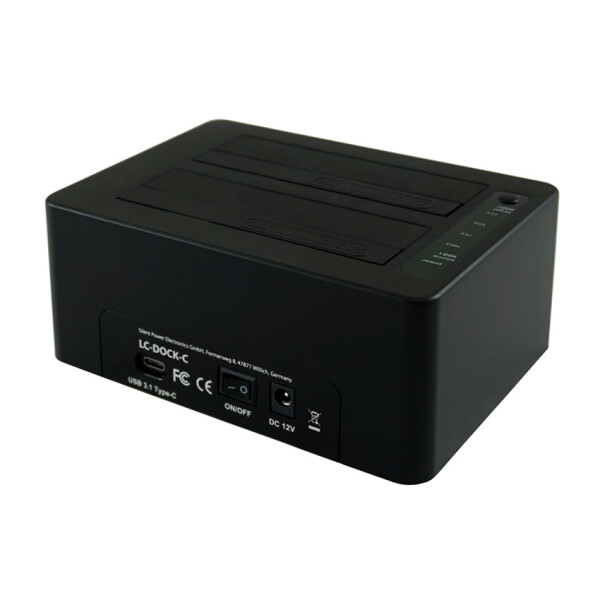 LC-Power LC-DOCK-C - HDD - SSD - Serial ATA III - 2.5,3.5 Zoll - USB 3.2 Gen 2 (3.1 Gen 2) Type-C - 10 Gbit/s - Schwarz